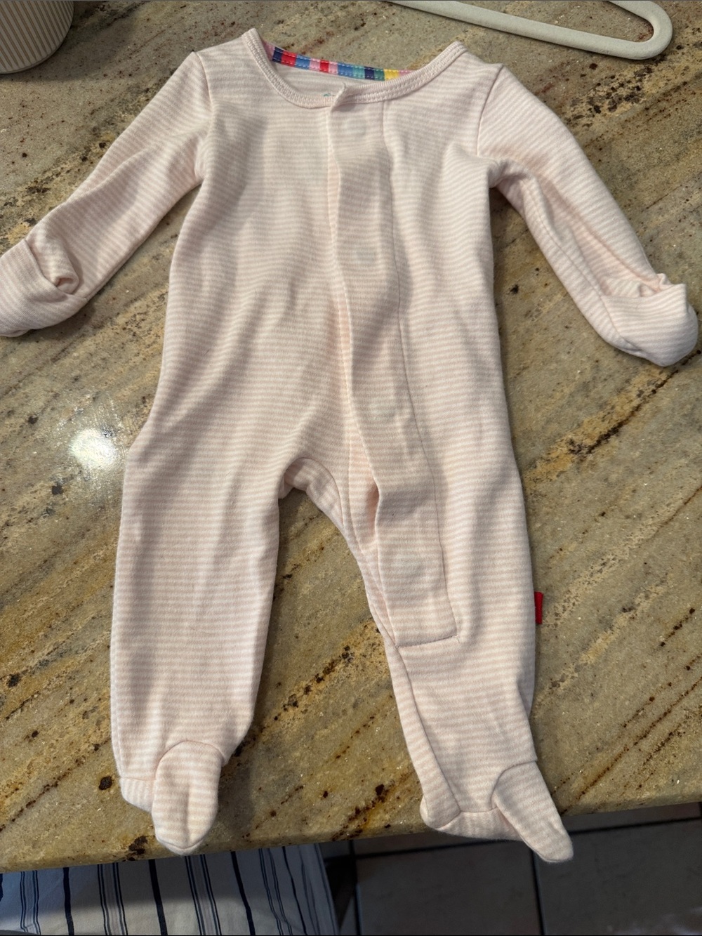 Magnetic Me Pale Pink Striped Footed One-Piece